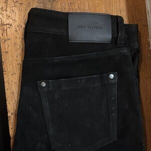 John Varvatos leather lamb skin suede pants in black
